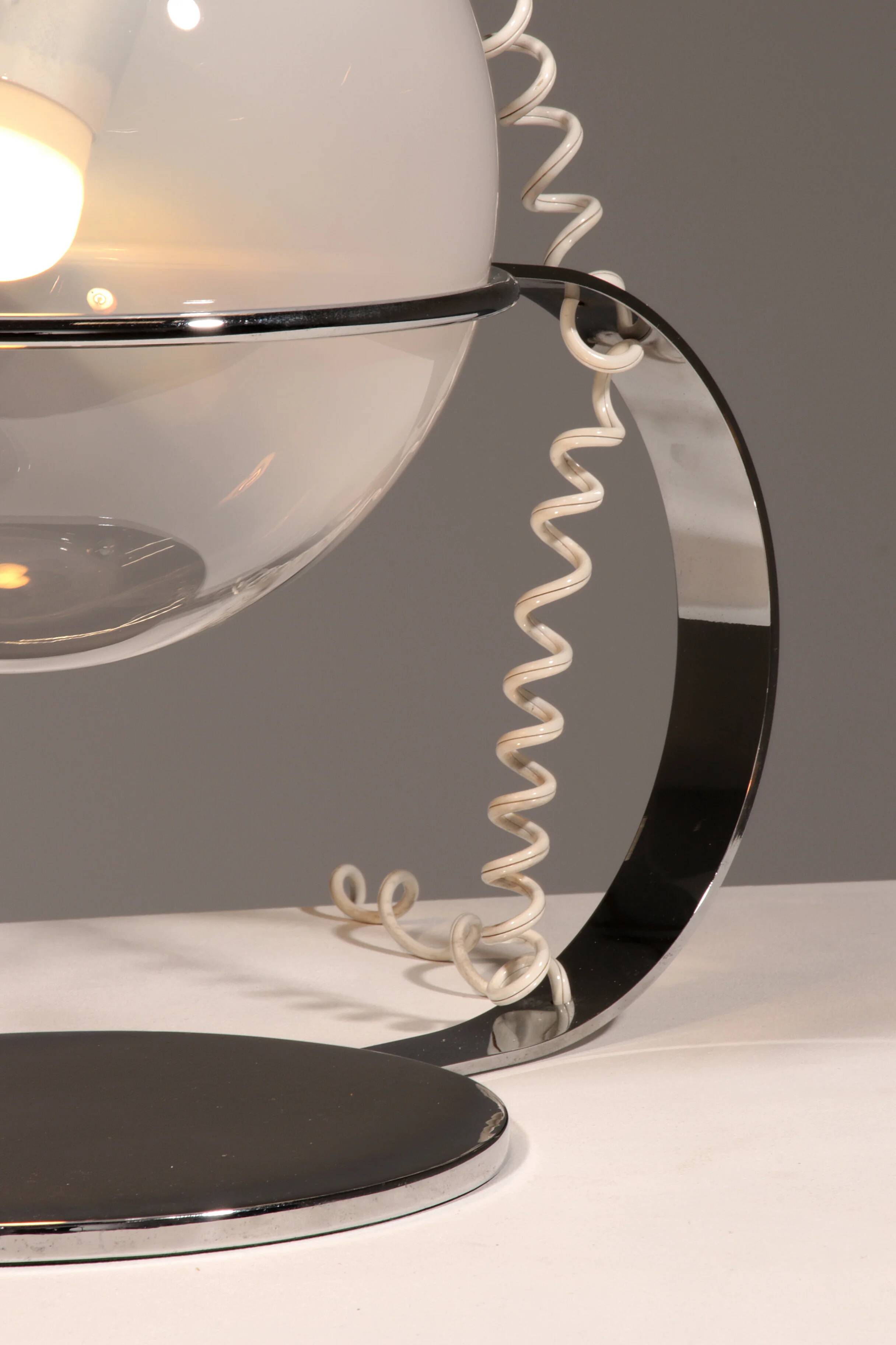 Italian design chrome and glass table lamp, 1960