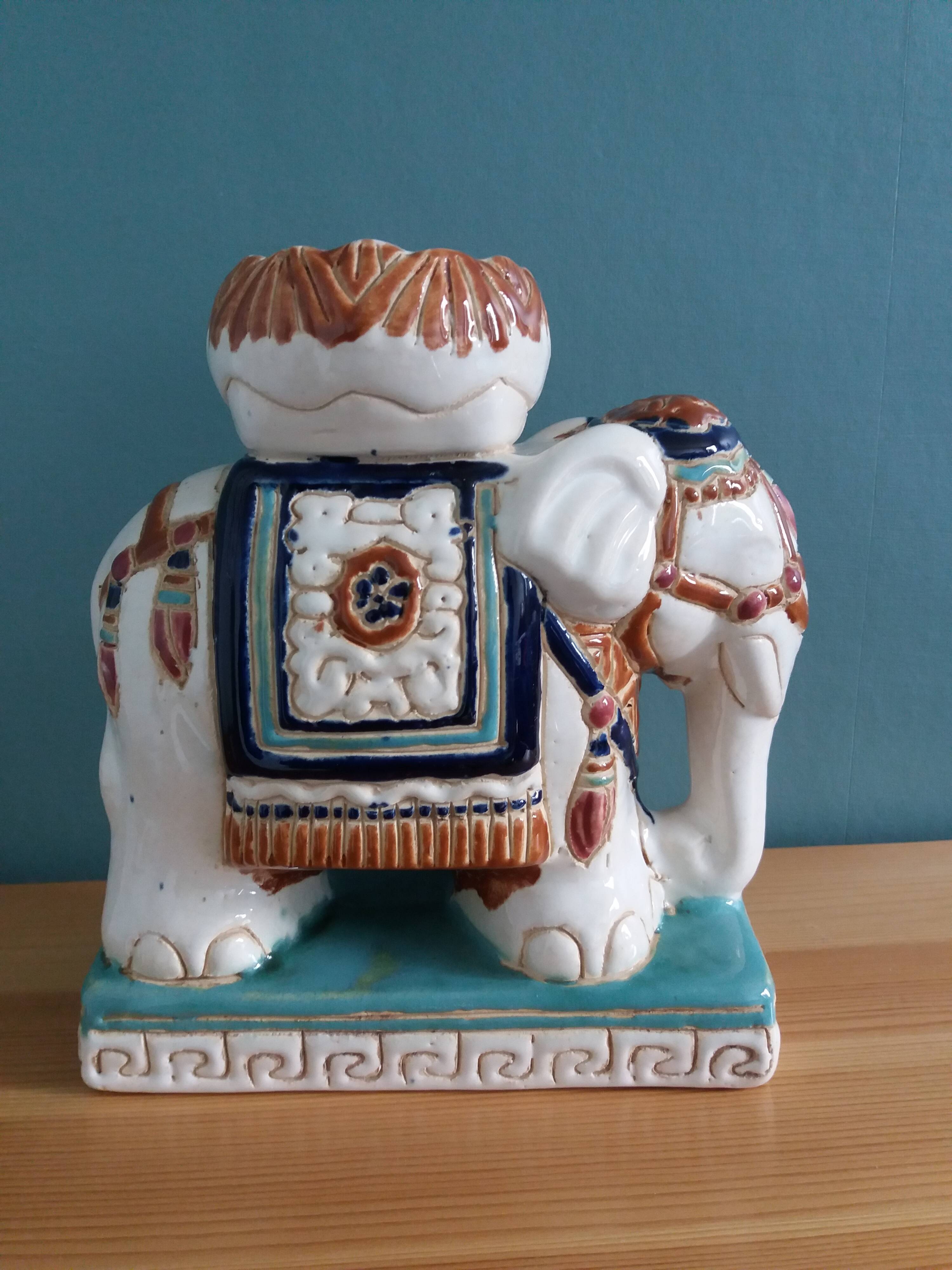 Elephant signed plant holder or candle holder