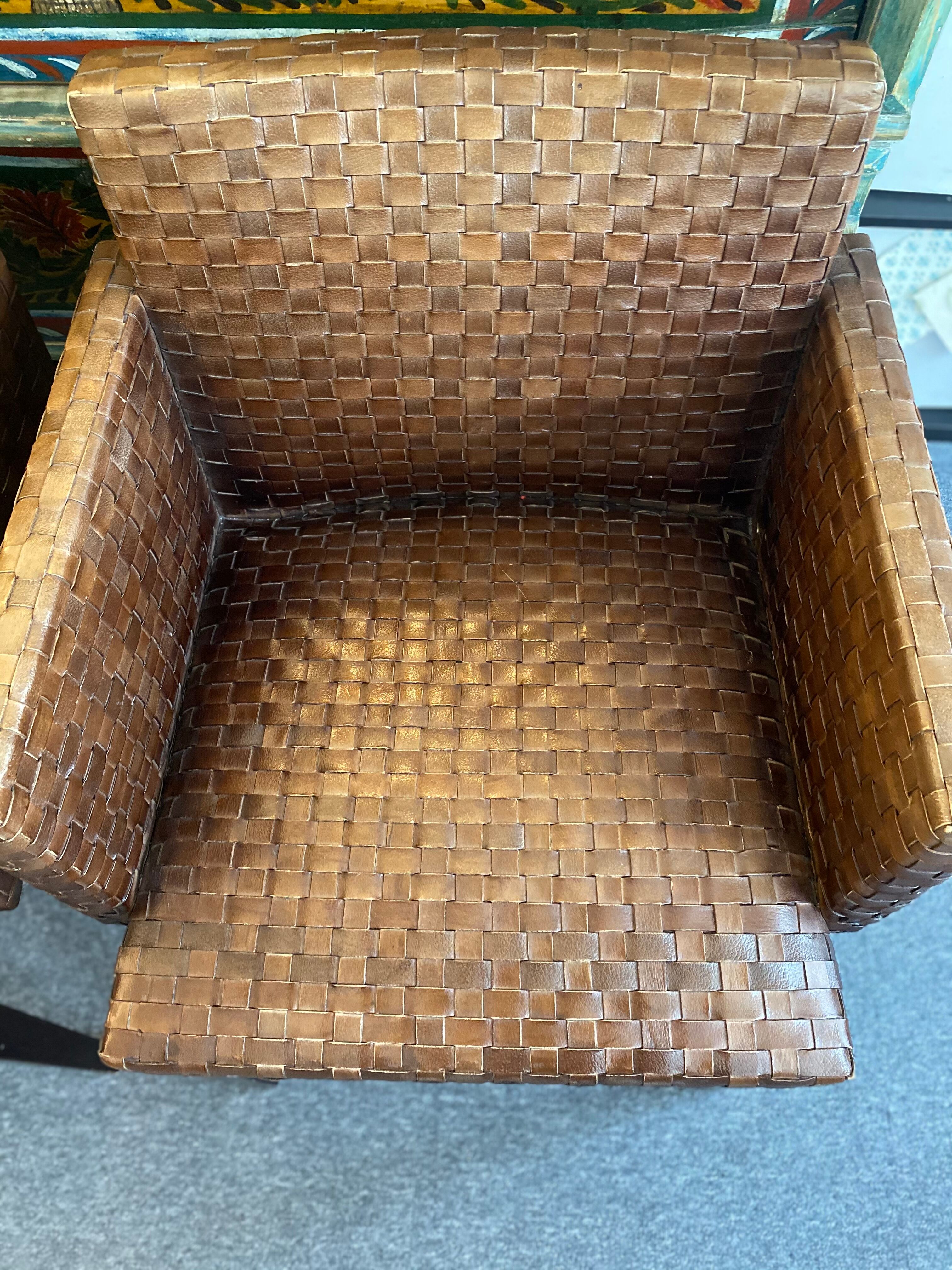Woven Leather Dining Chairs