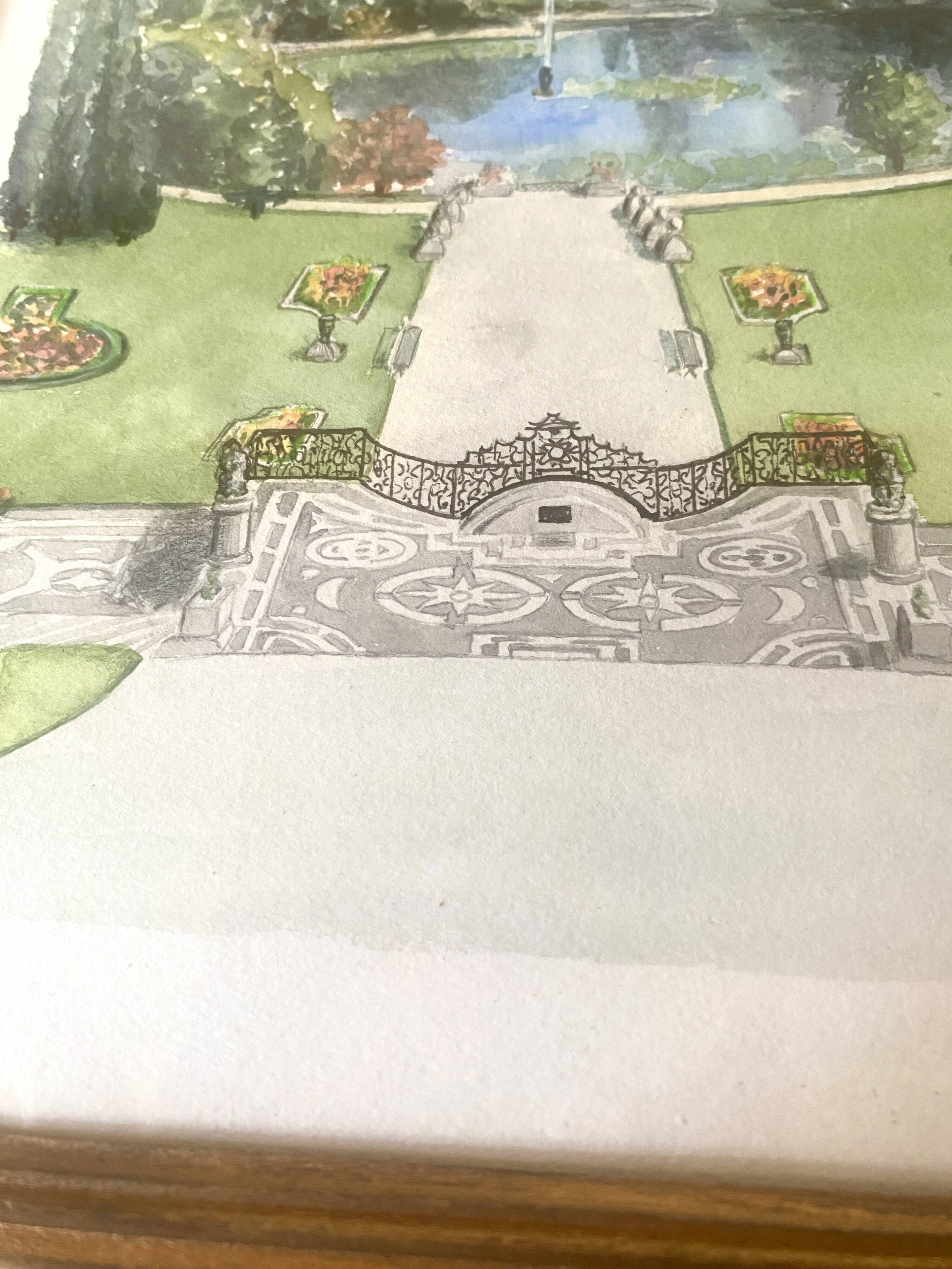 Illustration of a "French garden" under glass