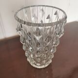 Glass vase diamond pattern in relief