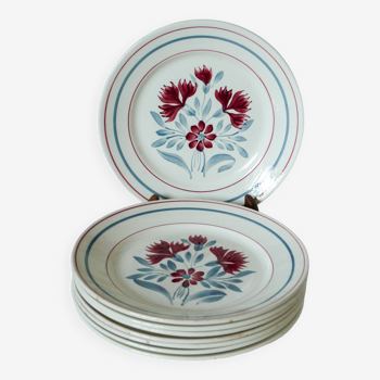 Lot de 8 assiettes à dessert Lunéville modèle Herblay 1950