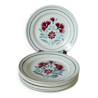 Lot de 8 assiettes à dessert Lunéville modèle Herblay 1950