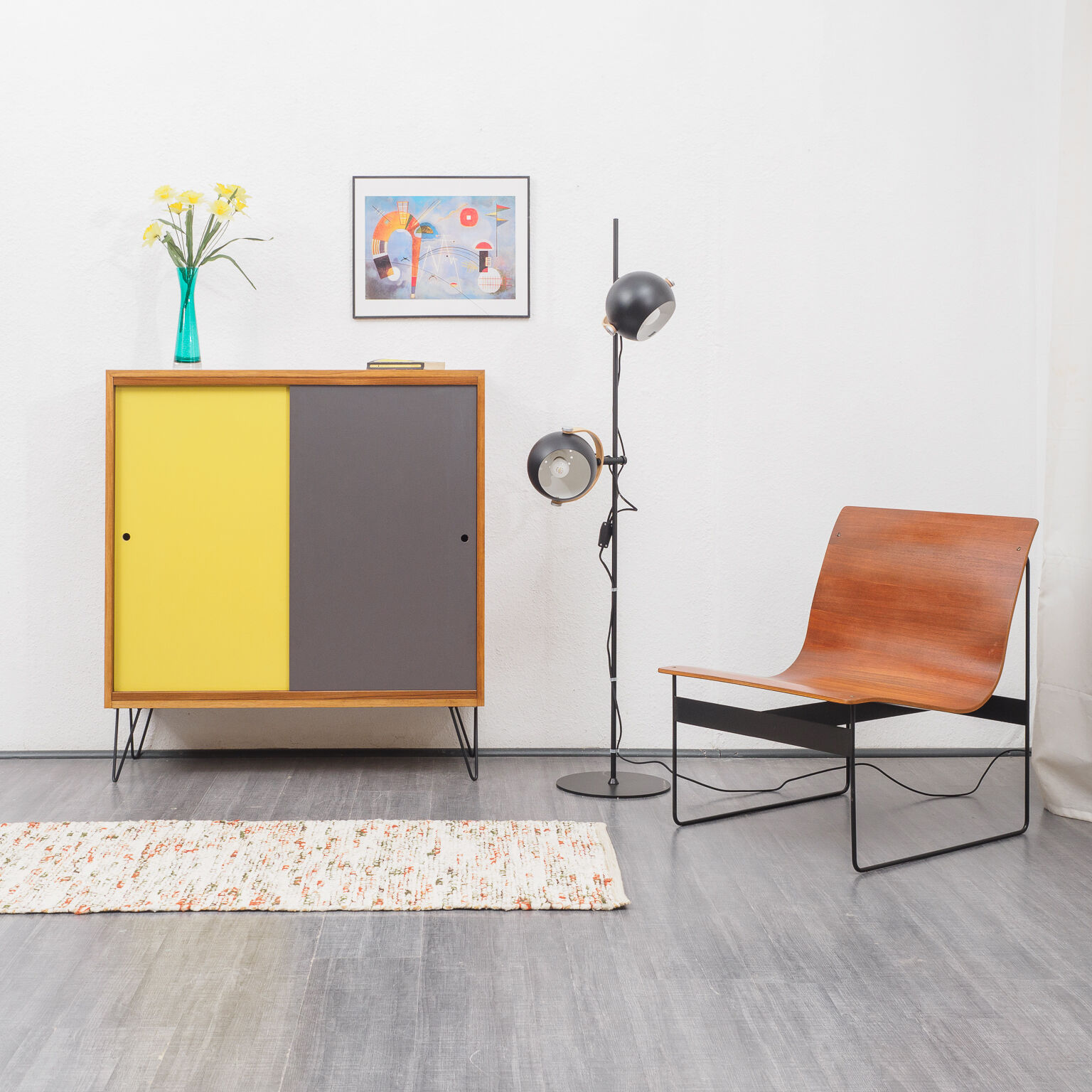 Wooden and metal design armchair, Gonter Renkel, Rego Möbel
