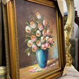 Pink and white flower pot painting