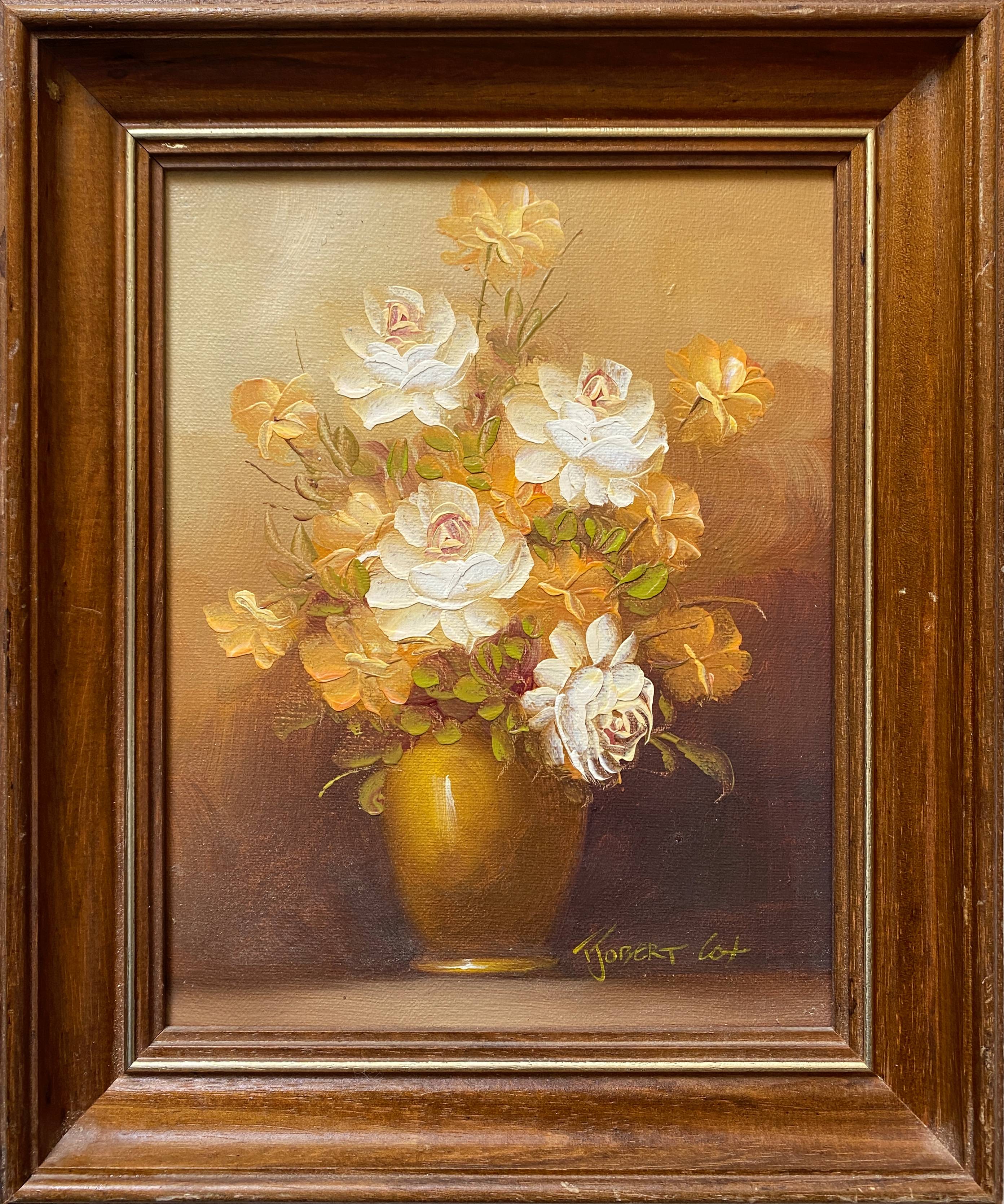 Painting "Vase with flowers" original HST signed + frame