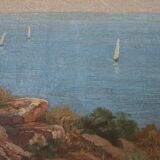 Painting Oil on Canvas Framed, signed Victor Barjon (1845-1920), Cote Rocheuse Bretagne
