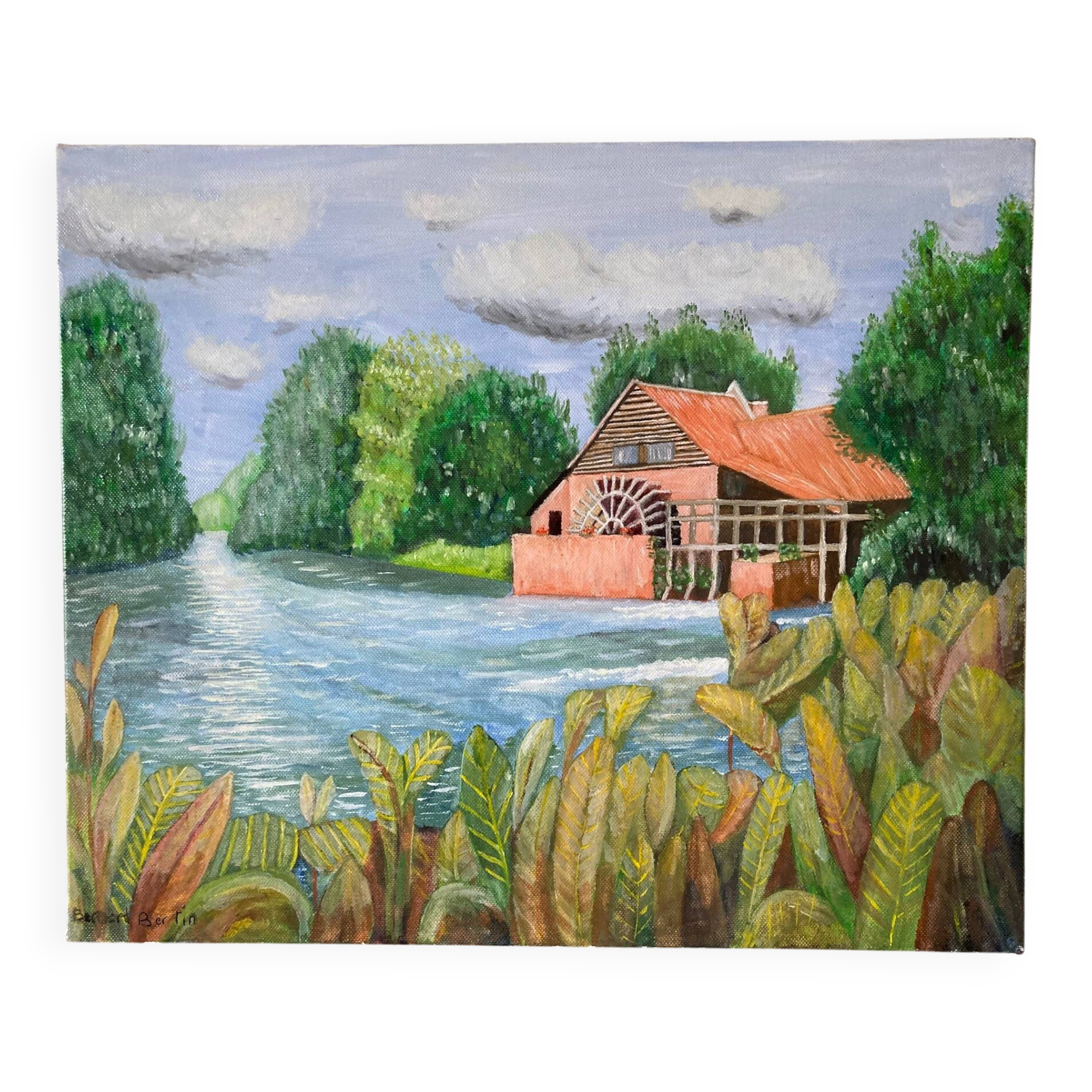 Oil painting "The Mill of Maintenay" Hauts-de-France