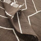 Brown cream wool kilim handmade flatwoven contemporary area rug- 218x301