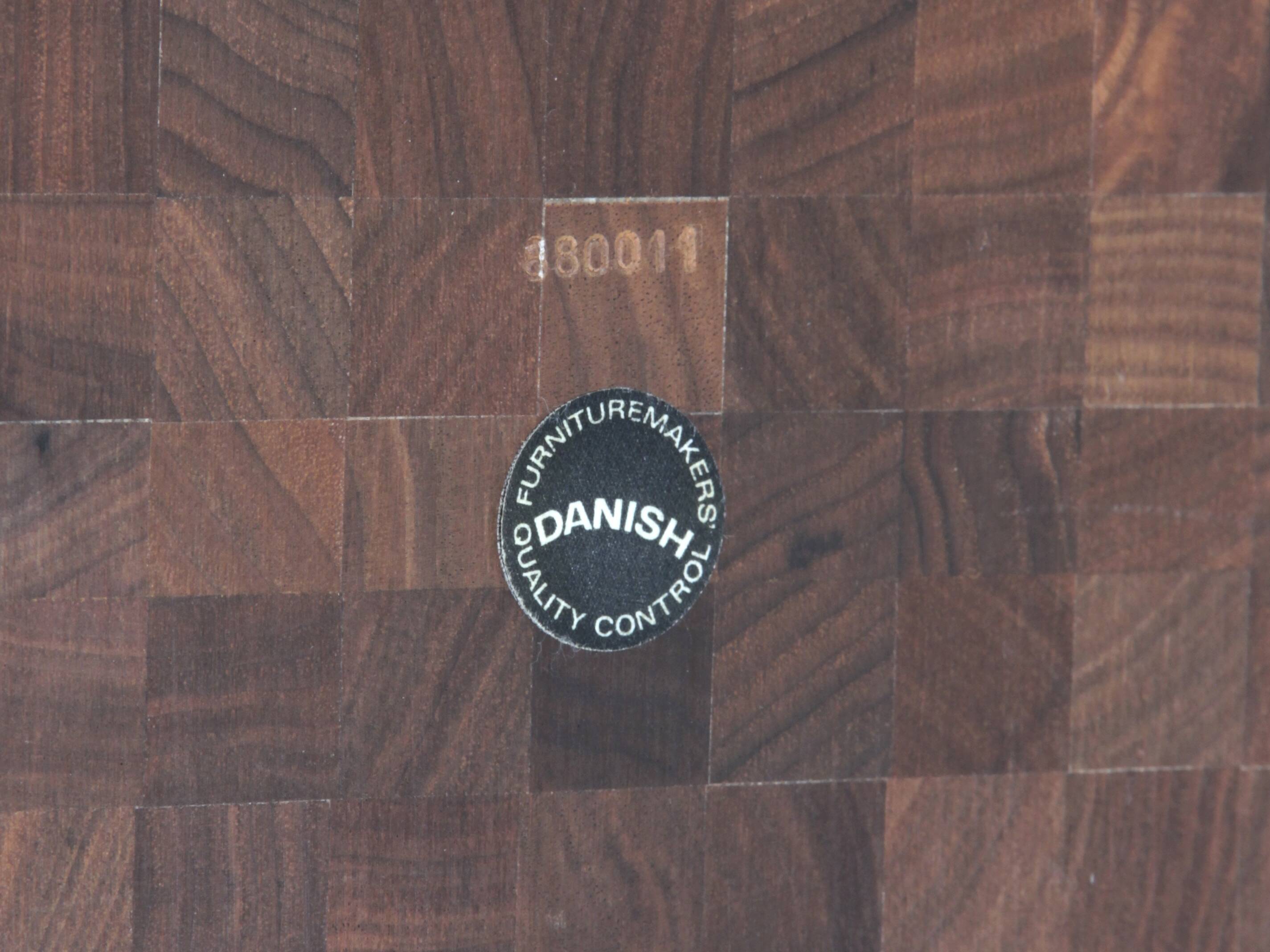 Large Scandinavian coffee table in standing wood marquetry