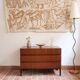 Teak chest of drawers with 3 drawers, black metal legs, 1960s.