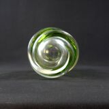 Val Saint Lambert crystal vase with a two-tone twisted shape, "Wave" model