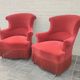 Pair of fringed crapaud armchairs