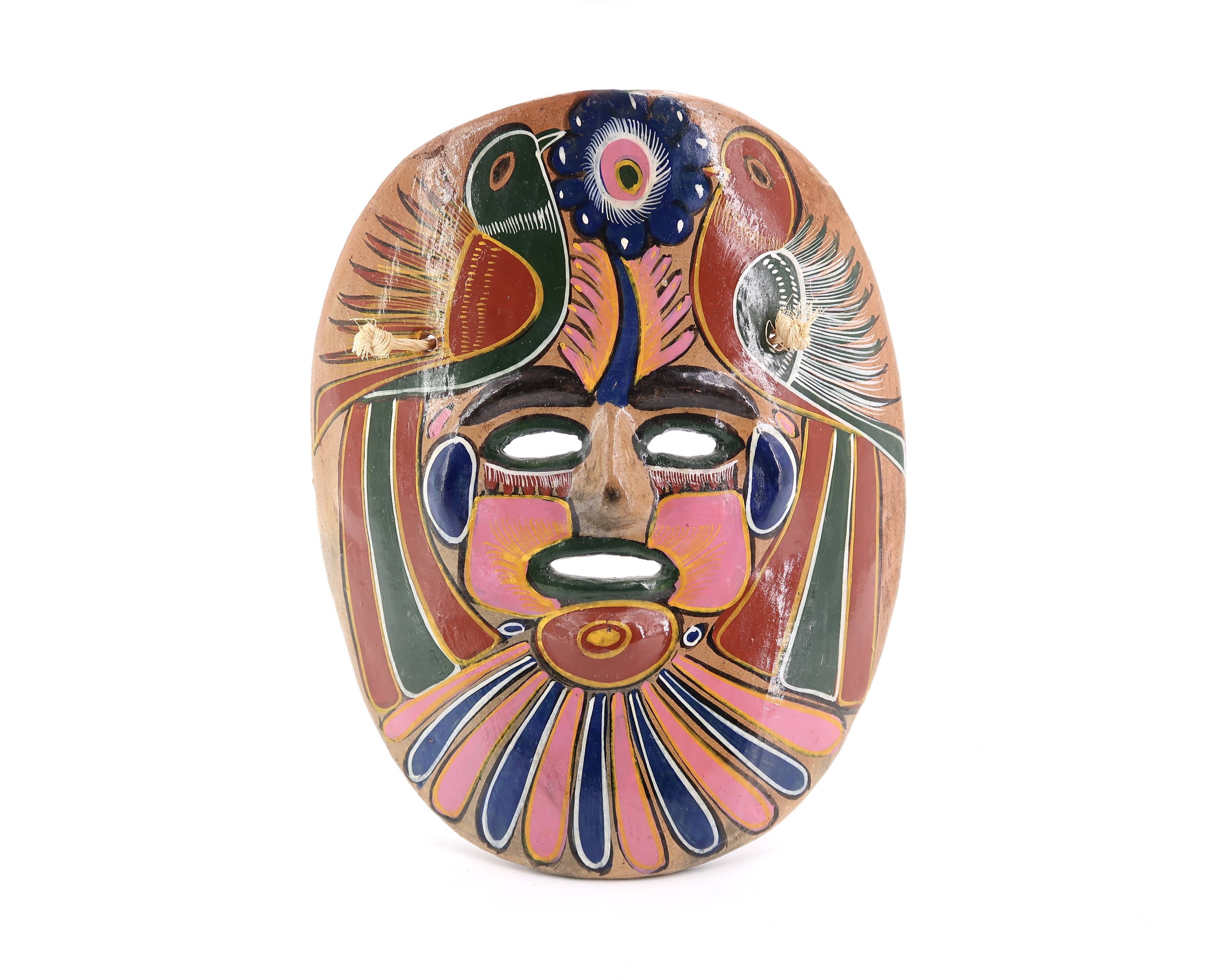 Colorful Mexican terracotta mask, 70s