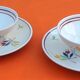 Duo cups / coffee saucers faience by Gien model rose marie
