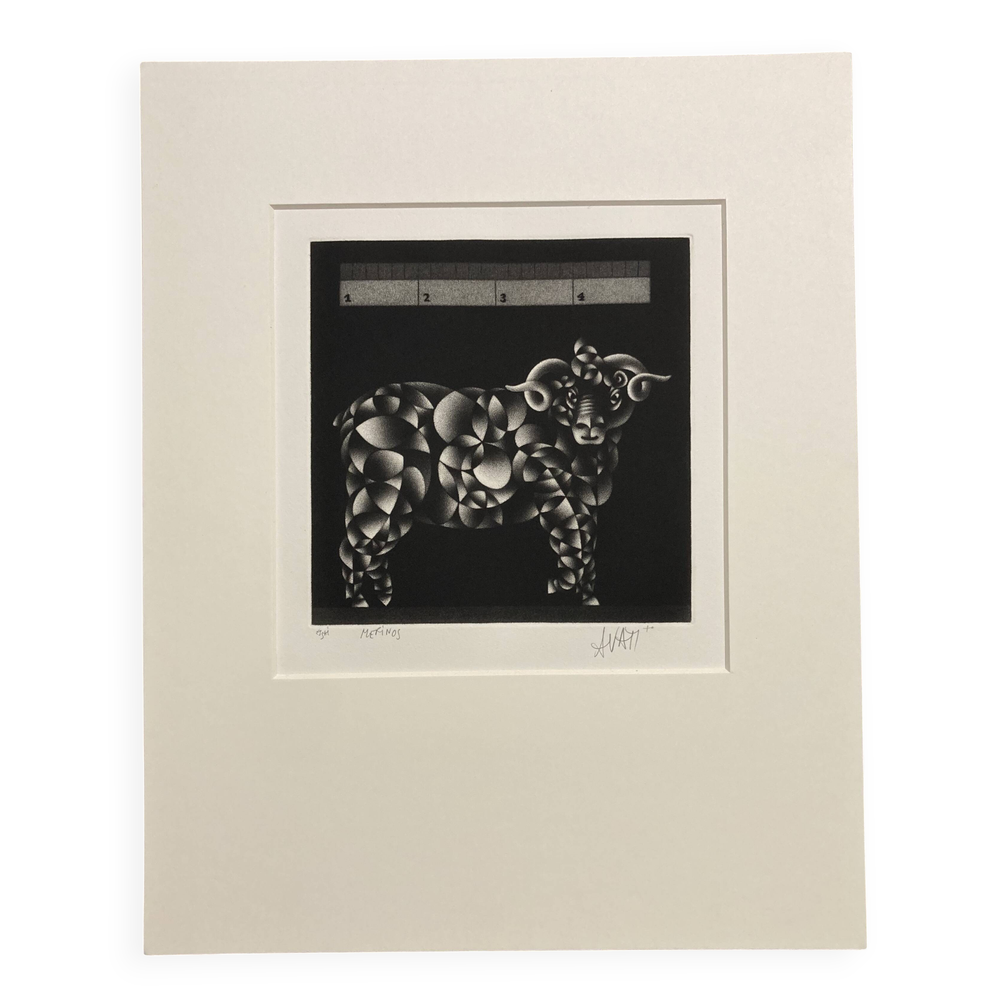 Mario avati (1921-2009), merinos, black manner, 1970