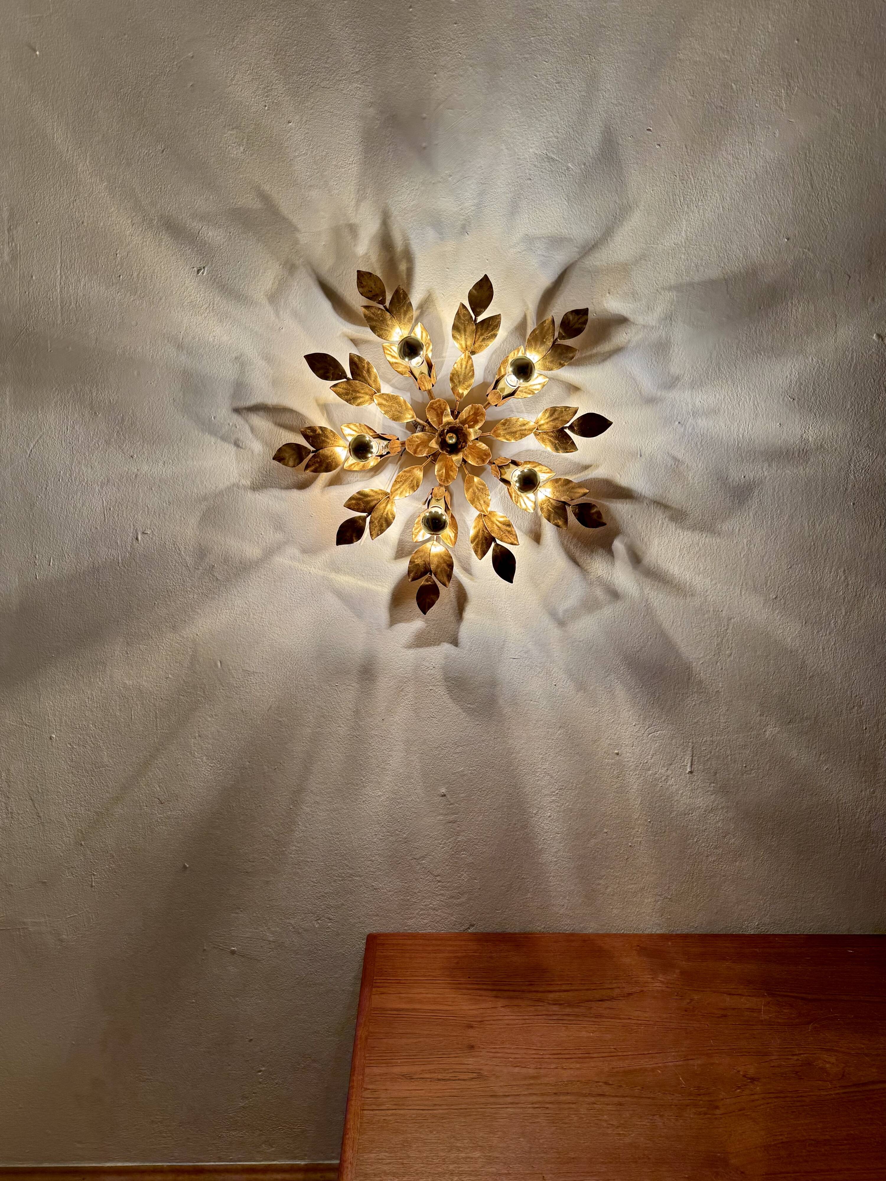 Floral Hollywood Regency Wall or Ceiling Lamp