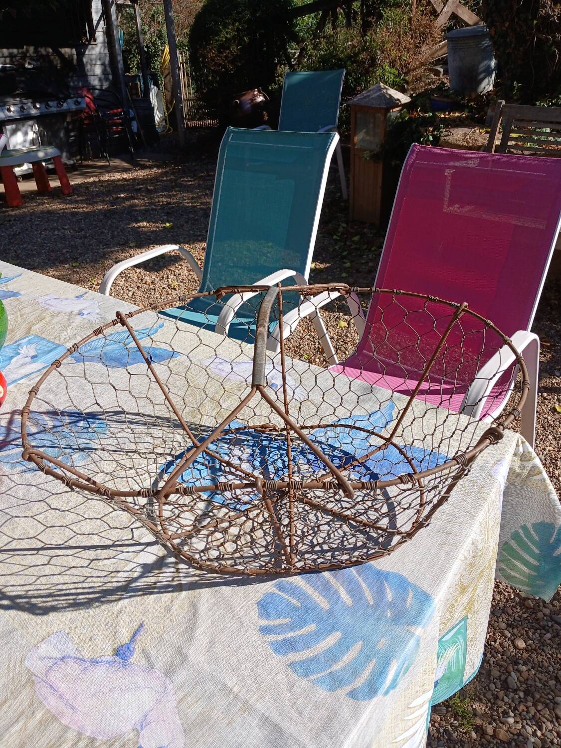 Antique metal basket + wire