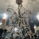 Antique cage chandelier with rock crystal pendants