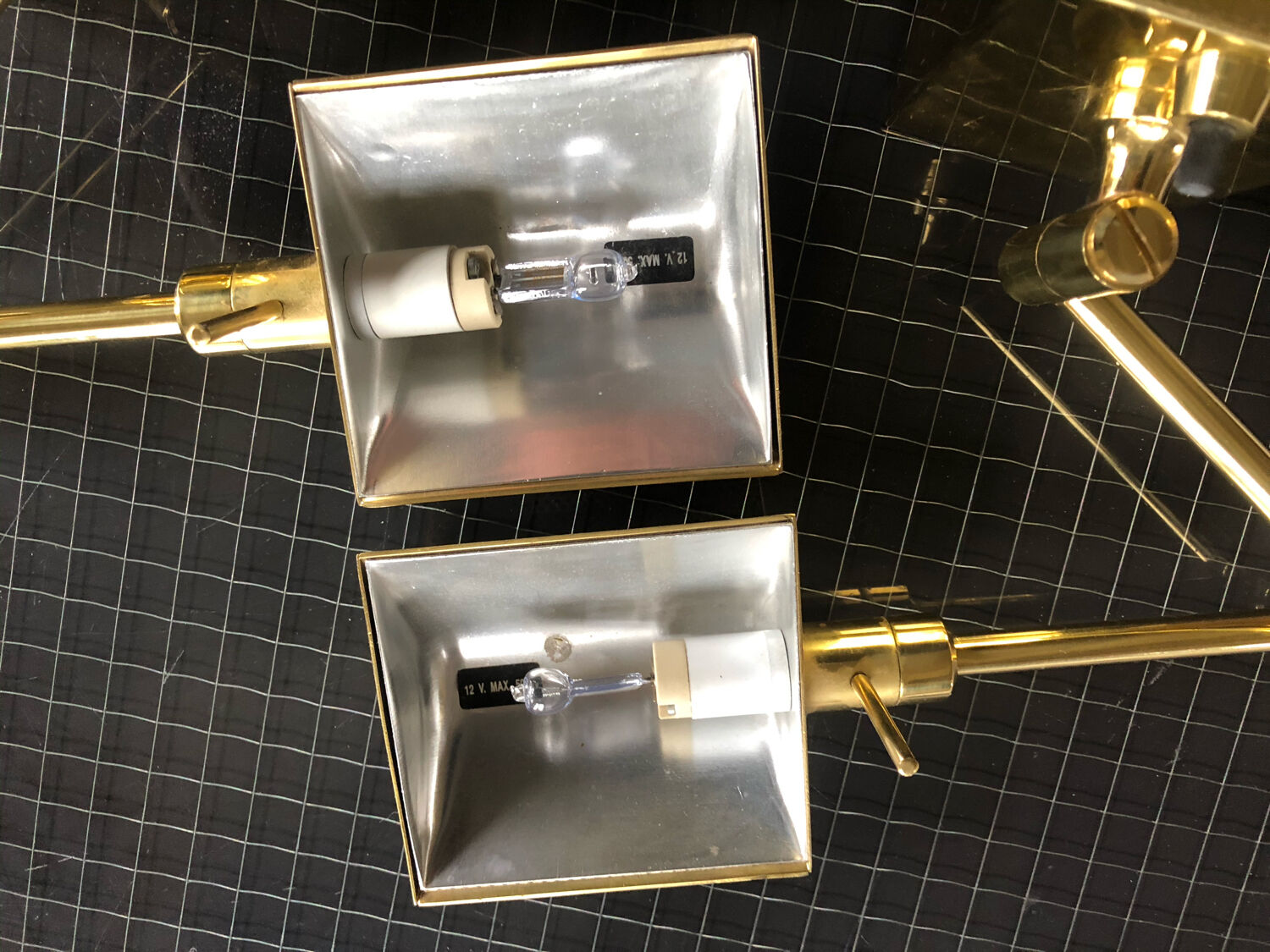 Pair of articulated wall lamps gilded brass Marset circa 1970