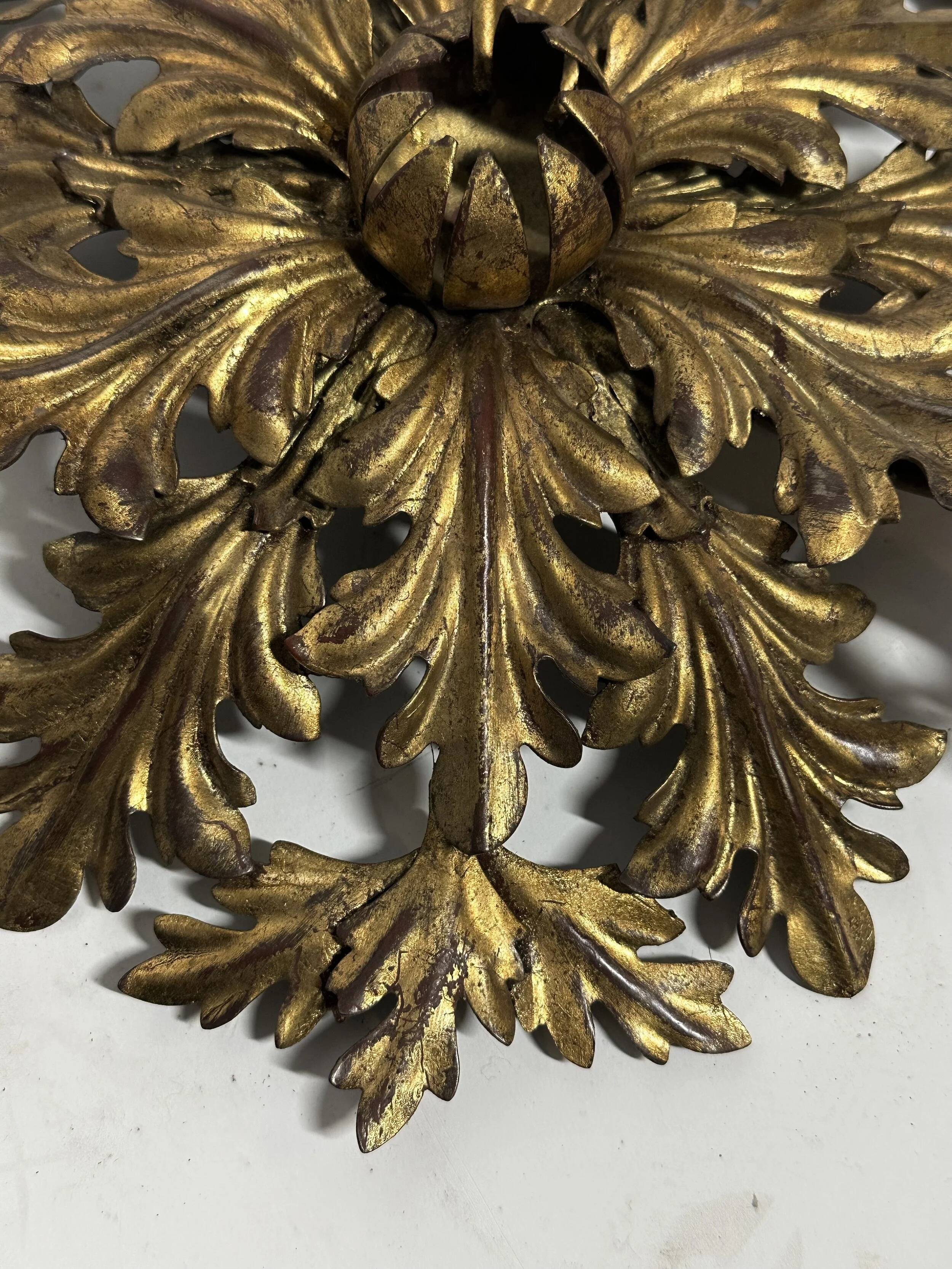 1960s gilt toleware ceiling light by Banci