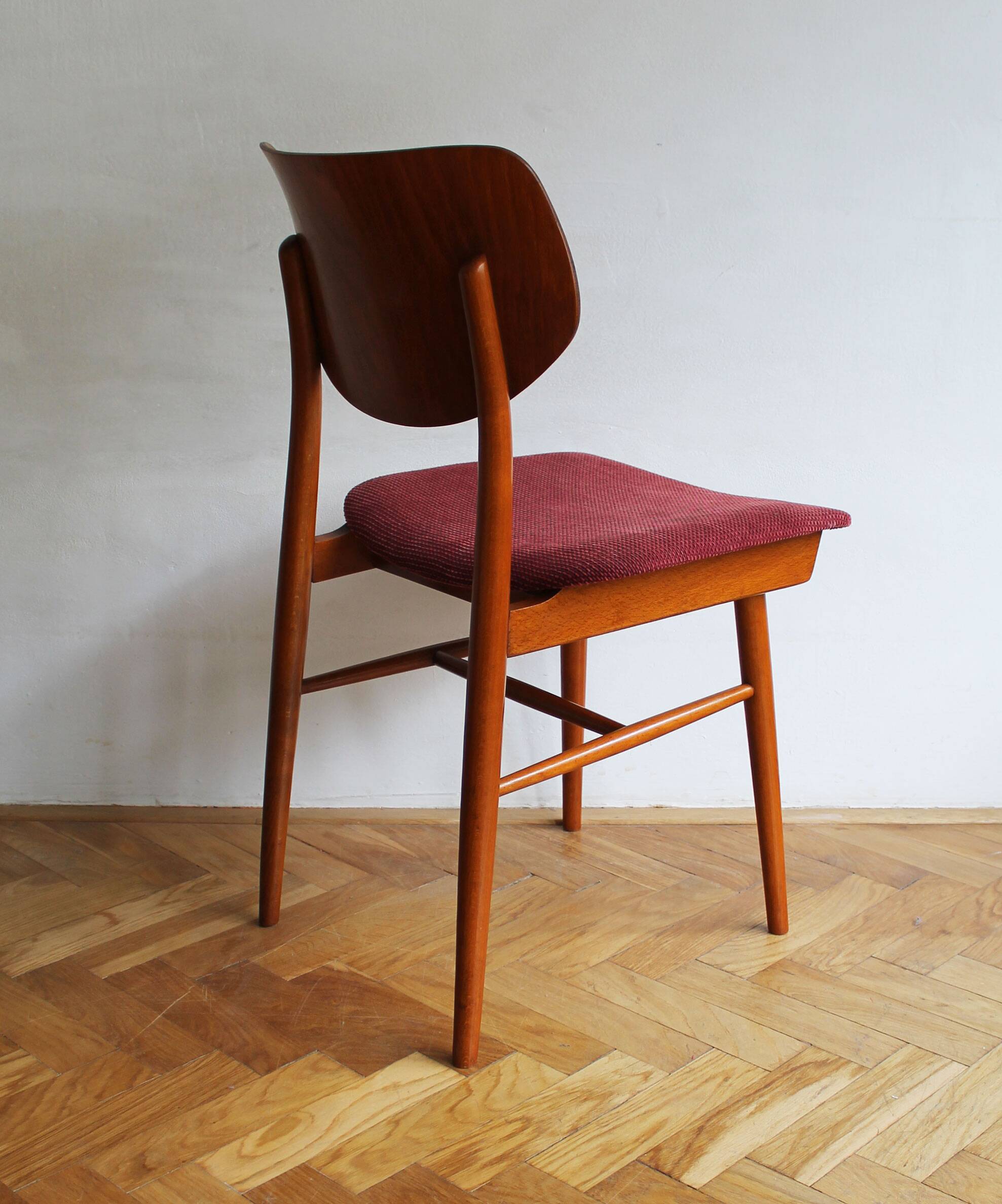 Set of Four 1960s Czech Dining Chairs by TON with Scandi Influence