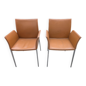 Paire de fauteuils Lia - cognac