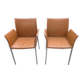 Pair of Lia armchairs by Roberto Barbieri for Zanotta — Cognac leather