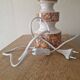Lampe vintage en céramique orange fleurie