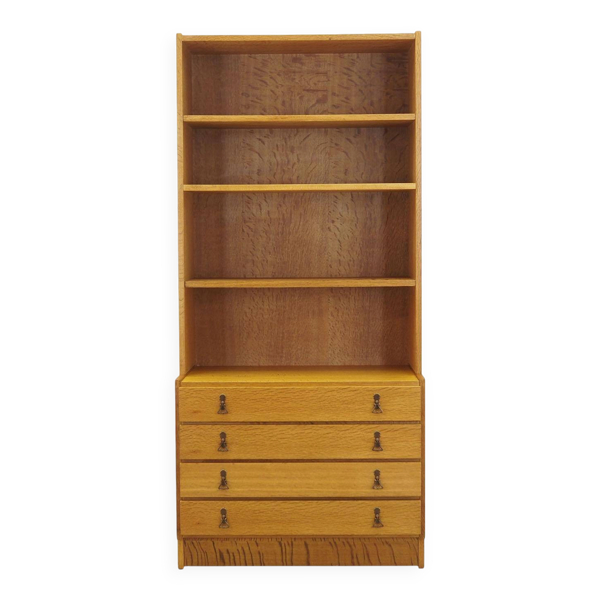 Bibliothèque en chêne danois avec tiroirs, années 1960