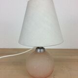 Lampe boule verre rose motif fleurs