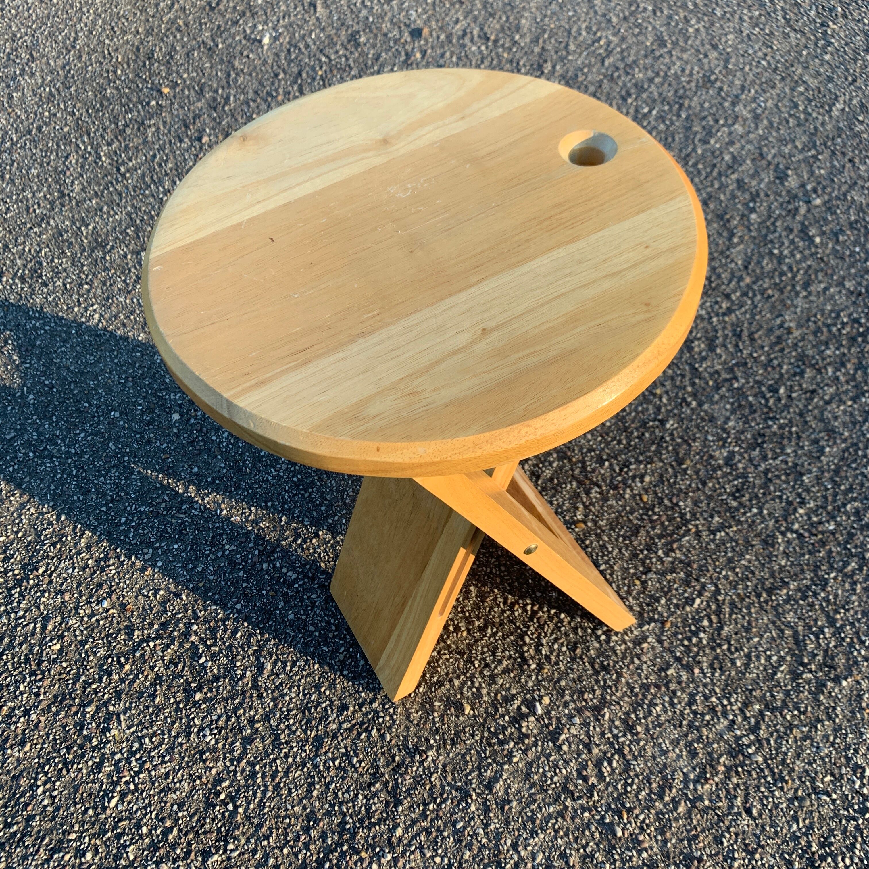 Vintage varnished wooden folding stool