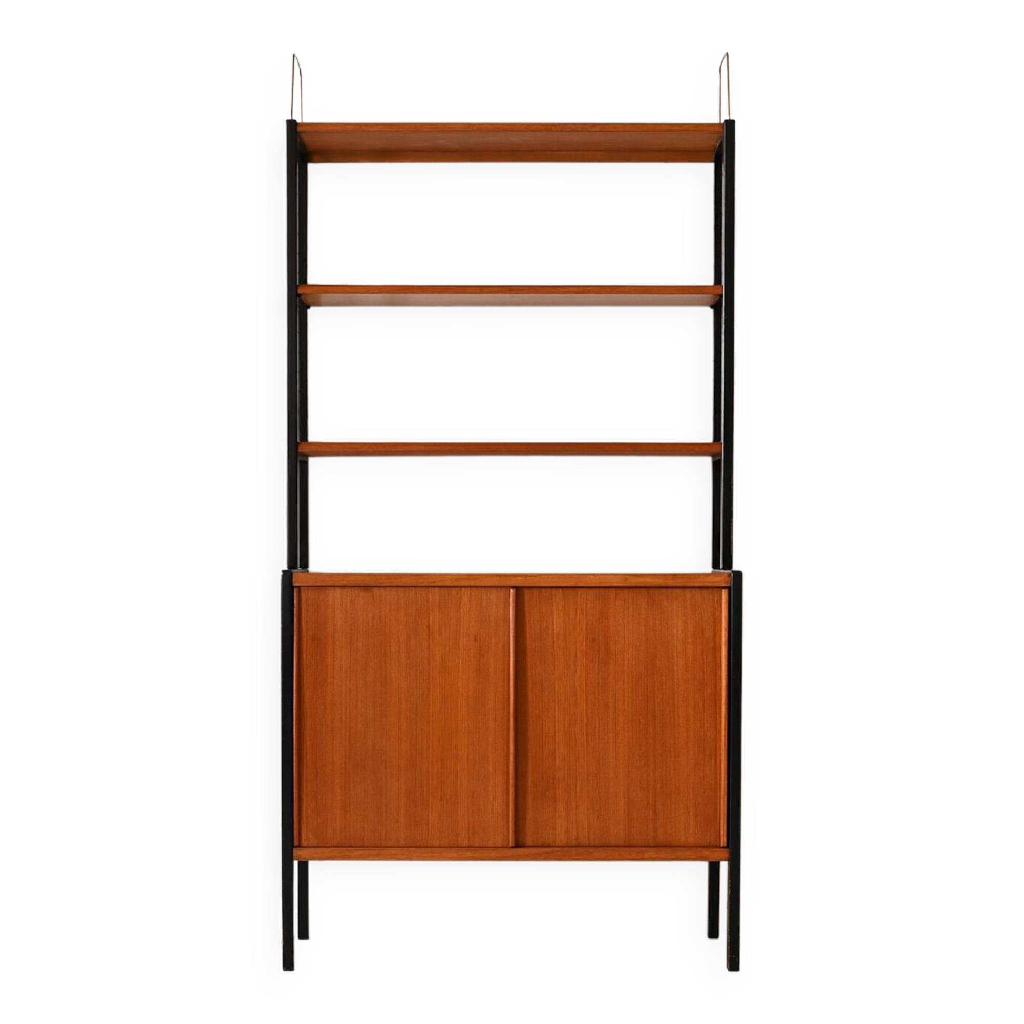 Scandinavian teak bookcase with black details