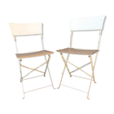 Duo of old folding garden chairs