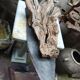 Natural wood sculptural coat rack