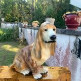 Plaster basset hound statue