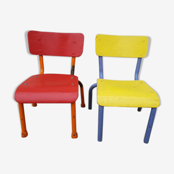 Duo de chaises d'école Mullca pour enfant vintage