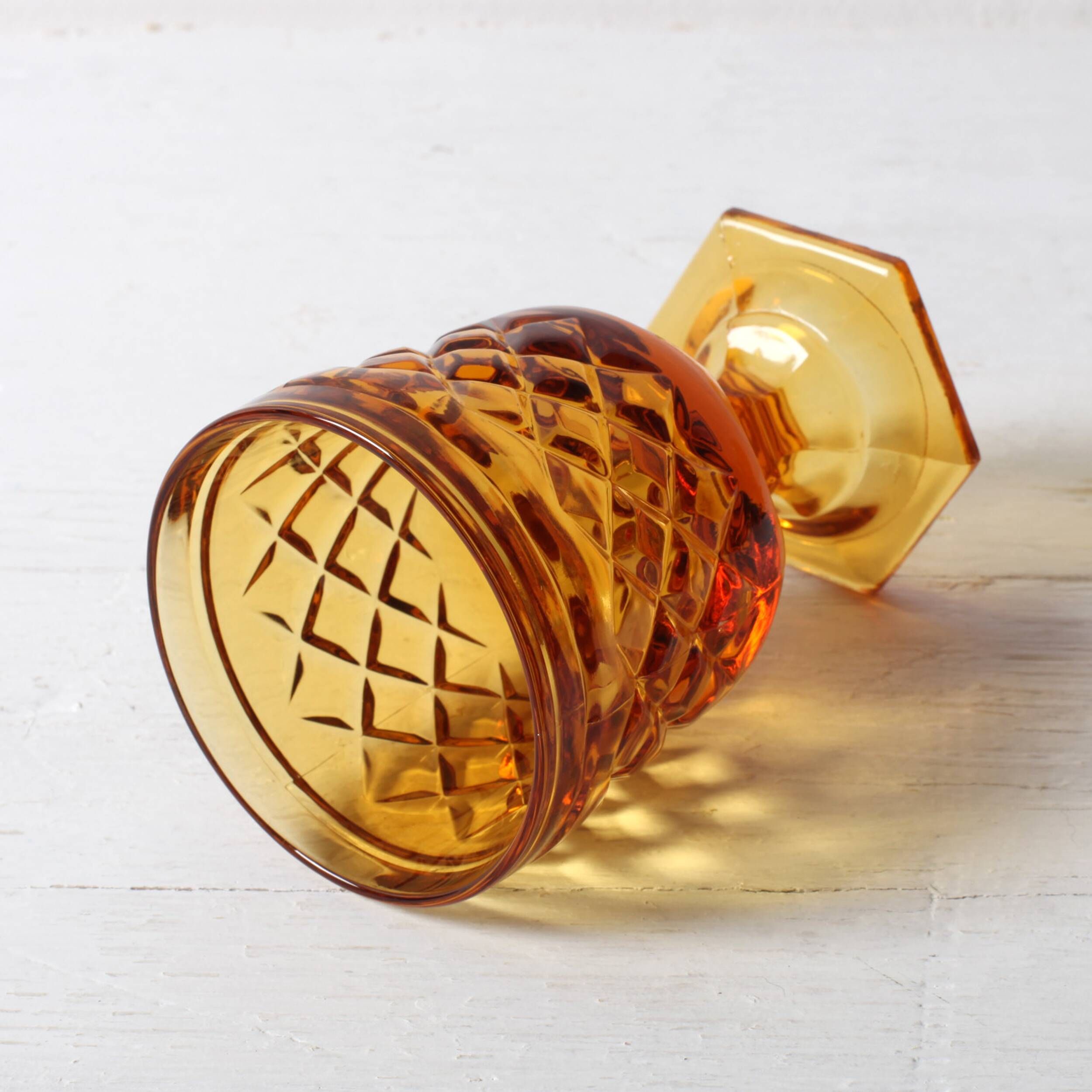Vintage Amber Goblet Set: Italian Bormioli Stem Glasses, 1970s