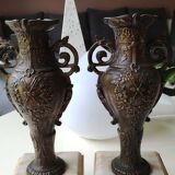 Vases fireplace amphorae, art nouveau in regulates and marble