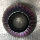 Vase with flat ribbed iridescent glass "peacock feather"