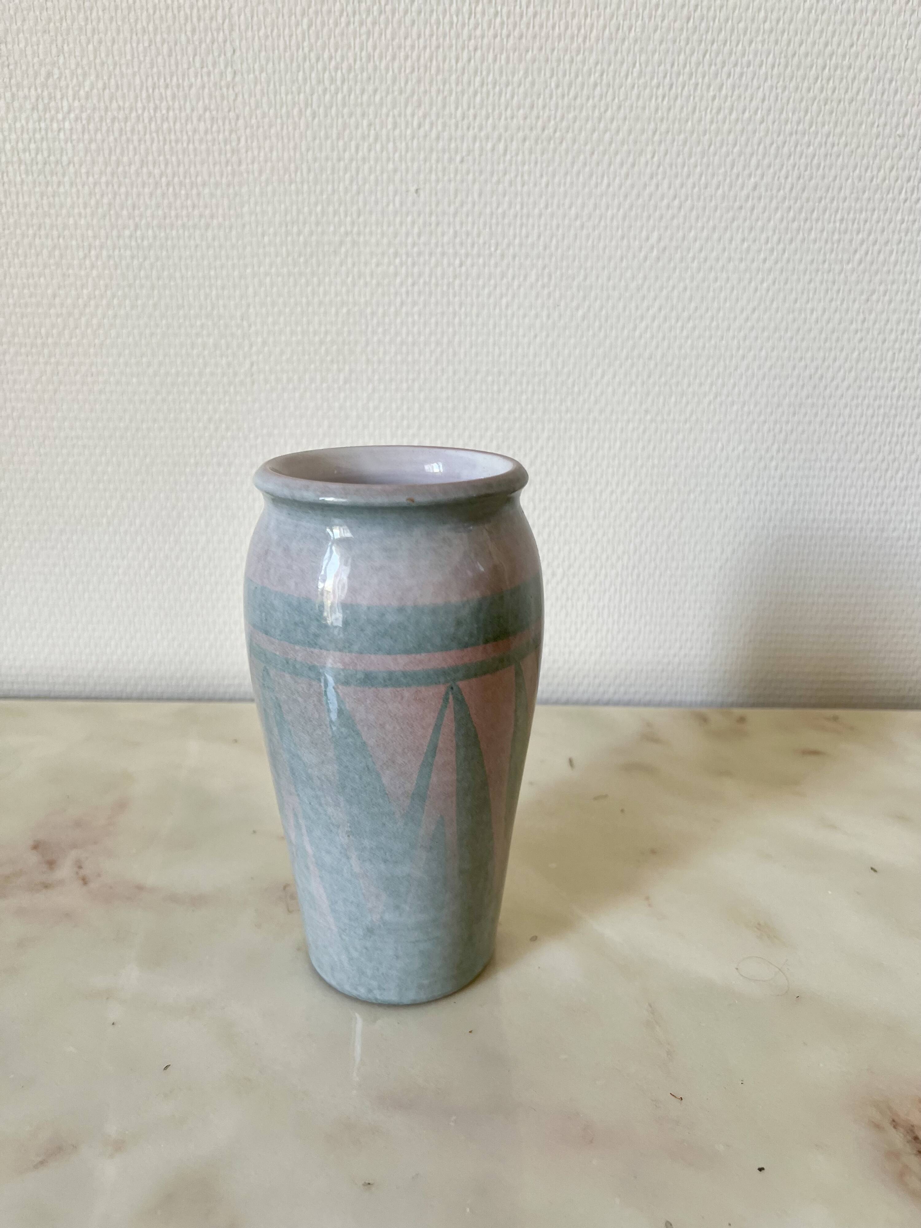 Sky blue and gray ceramic vase