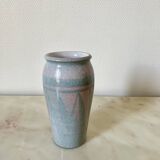 Sky blue and gray ceramic vase