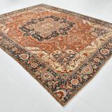 1960s Antique Red & Navy Blue Classic Persian Rug, 287x386Cm