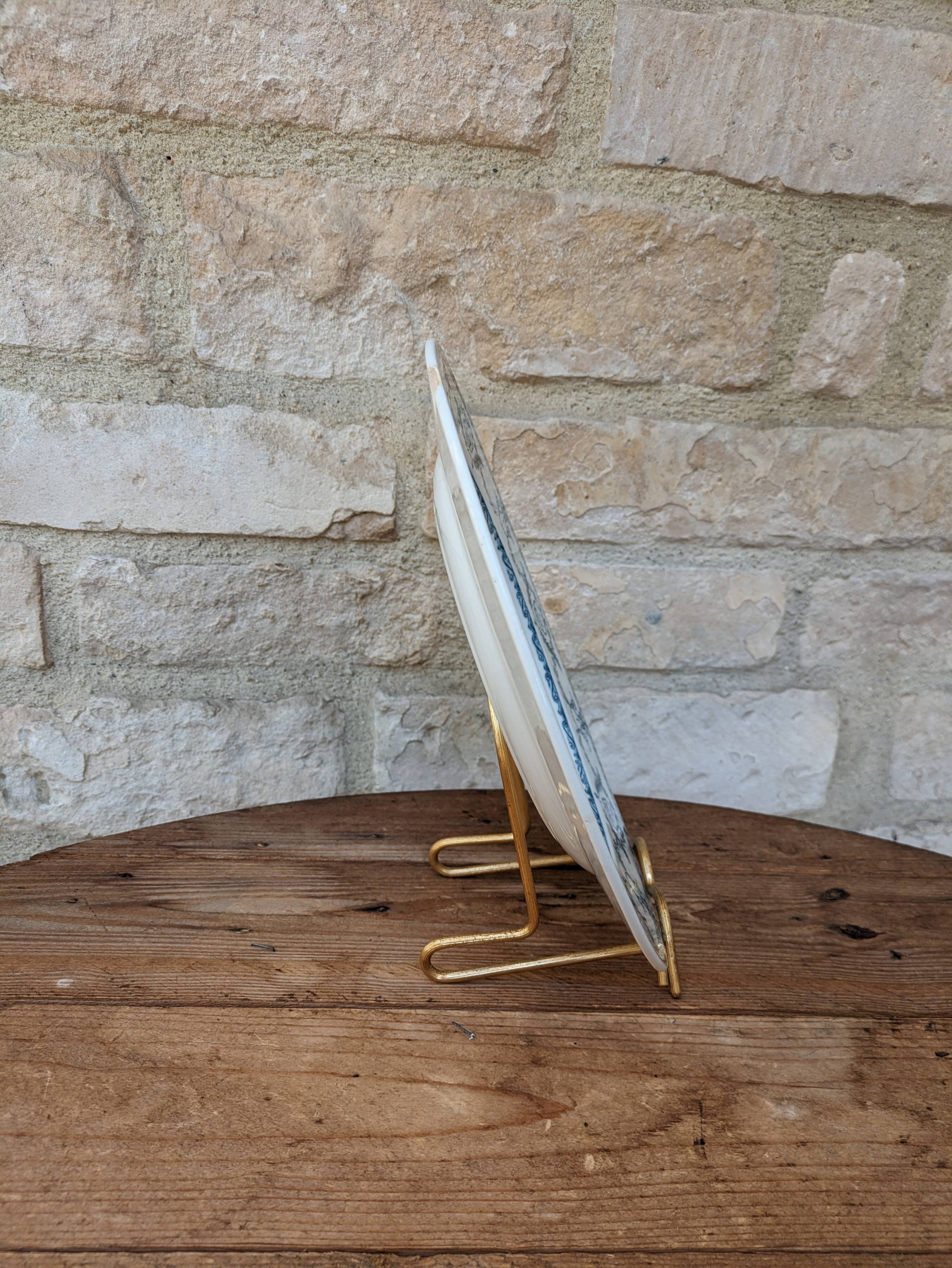 Old plate E. Bourgeois Earthenware Porcelain Crystals