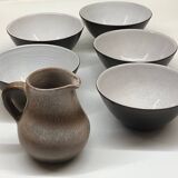 Maredsous ceramic pitcher and bowls