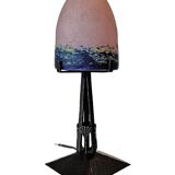 Art Nouveau lamp in marble glass in pink, blue and green hues.