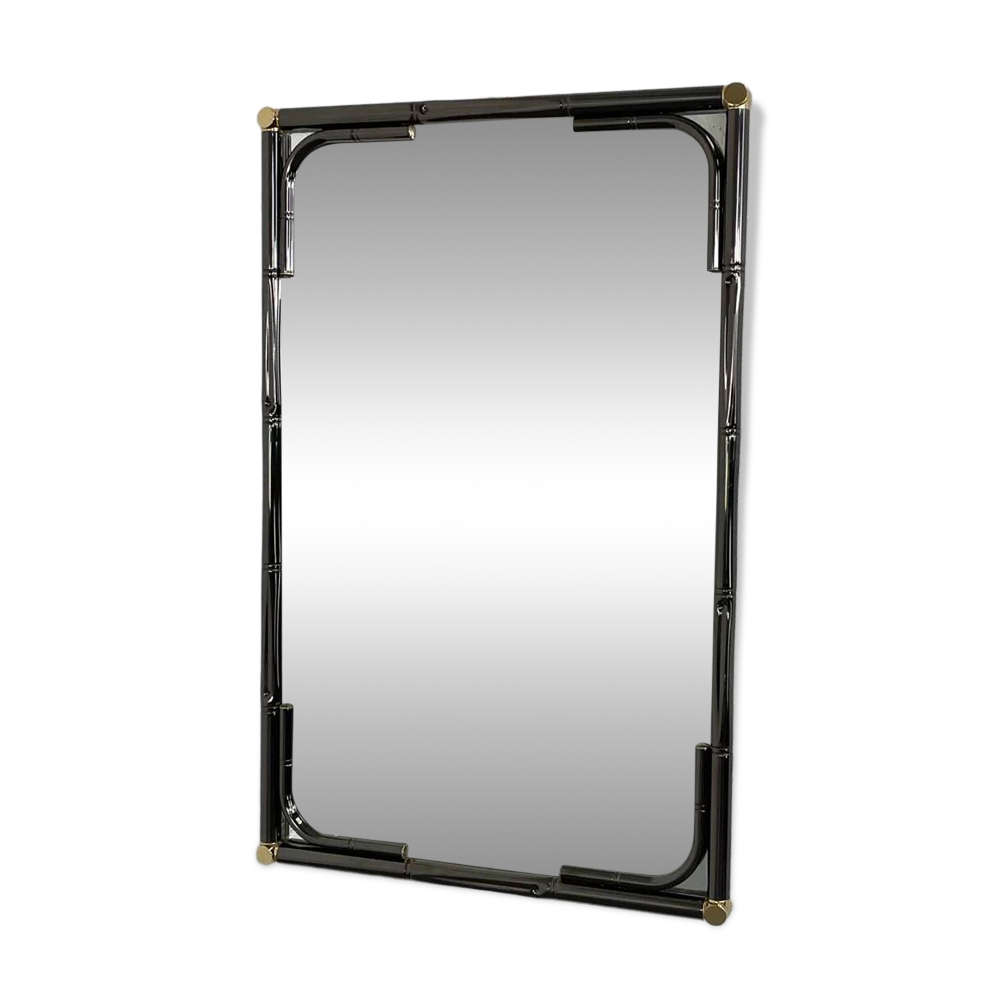 Rectangular mirror from the 70s-80s by Maison Bagues in brass and metal.