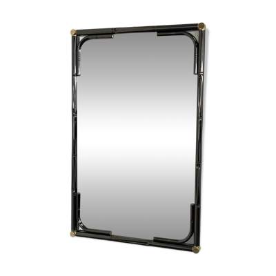 Miroir rectangulaire années 70-80 Maison Bagues en laiton et métal