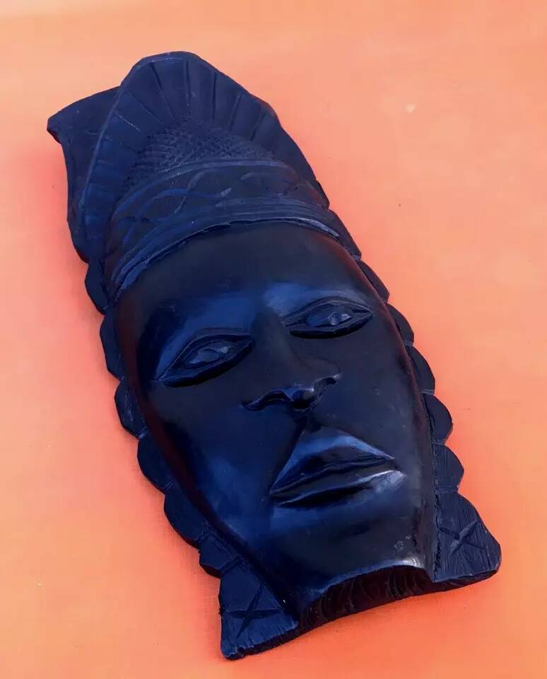 African Face Hanging Mask Ebony Wood