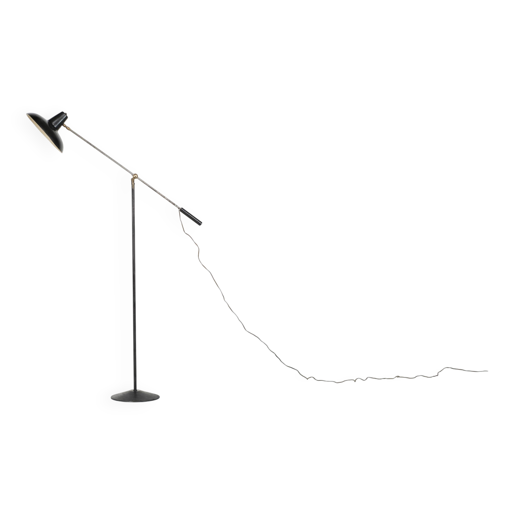 Metal and brass floor lamp, France - 1950s